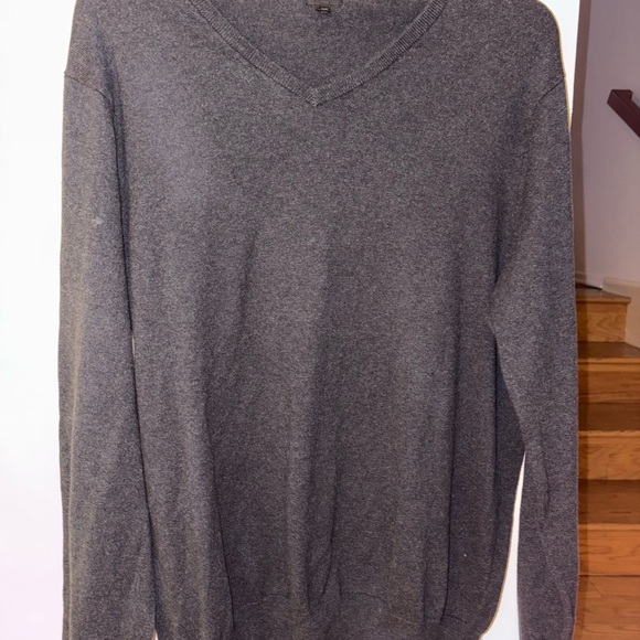 J. Crew Men’s Gray V Neck Pullover Sweater Cotton Cashmere Size XLT - Picture 1 of 3
